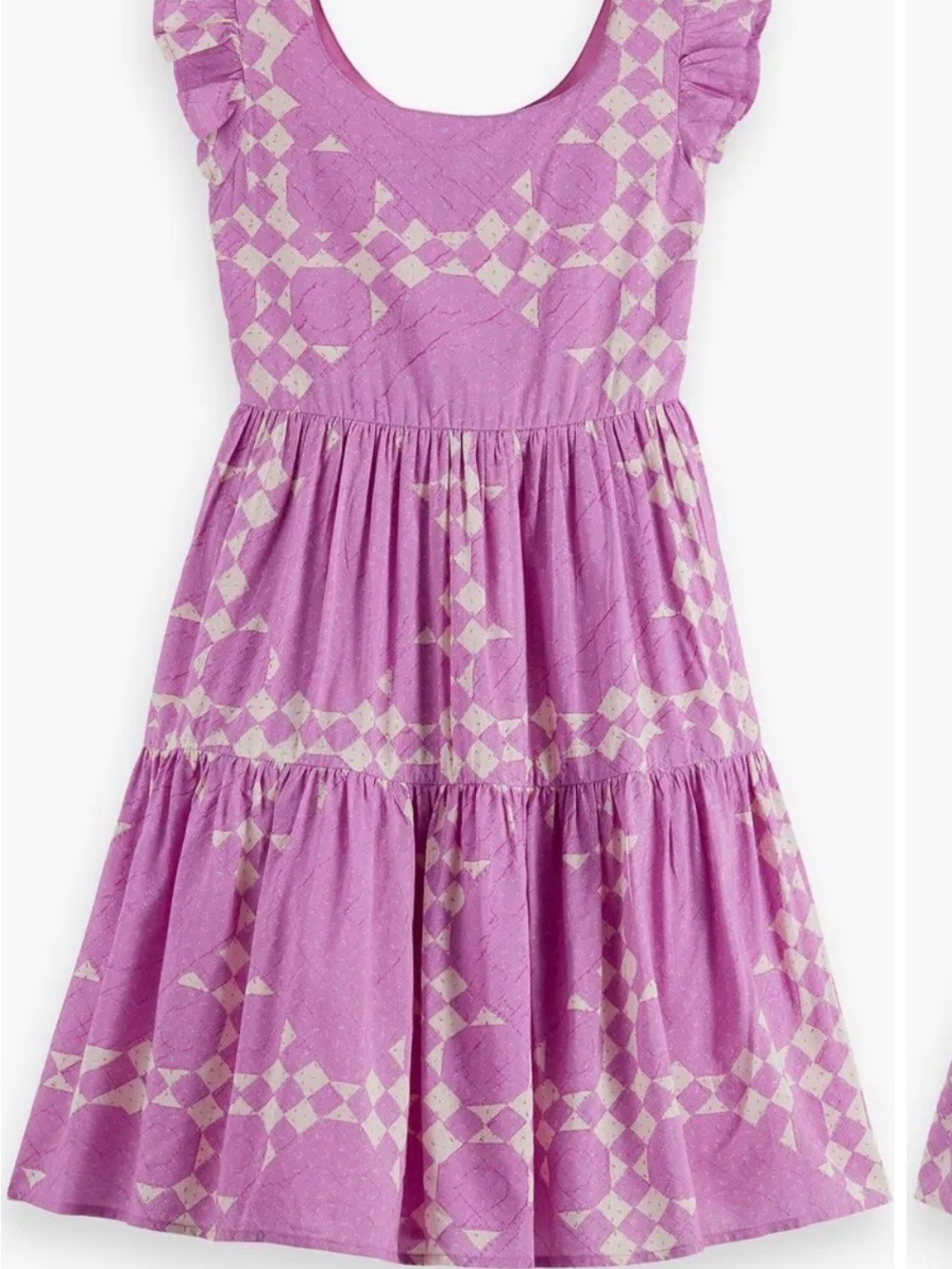 Scotch & soda Amsterdam Kids' Patchwork Print Cotton & Modal Tiered Dress